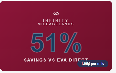 Infinity MileageLands top-up savings when you buy EVA Air miles